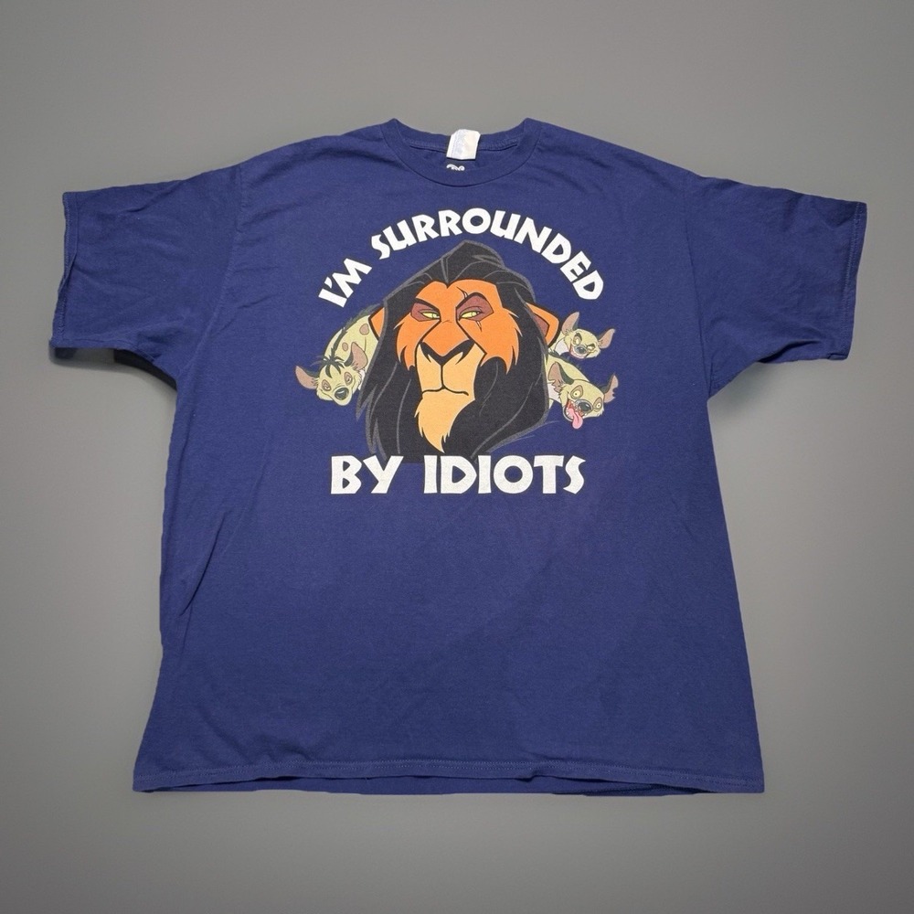 Disney Lion King Scar Im Surrounded By Idiots Hyenas T Shirt Mens 2XL Navy Blue